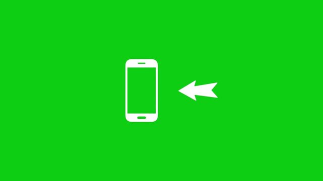 Incoming call phone receiver animation. phone left arrow icon, 4k video
