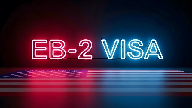 Neon EB-2 Visa Sign with Dark Background