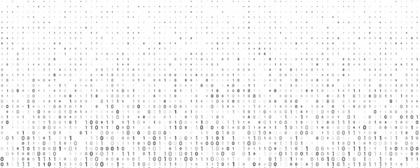 Vector texture of different size and shades of grey numbers 0 and 1 composing binary code
