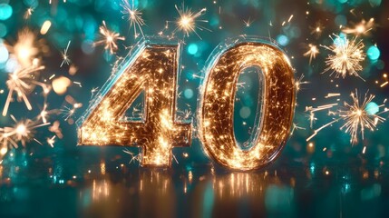 Forty Years of Love A Joyous Anniversary Celebration with Sparkling Decorations and Bokeh Lights