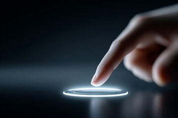 Futuristic touchscreen interface with glowing circles
