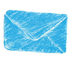 Blue envelope mail icon hand drawn sketch illustration