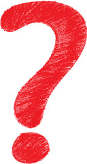 Red question mark icon hand drawn sketch vector