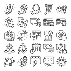 Enhanced Customer Service Management Icon Set (25),Disruptive Innovation,Service ,Assistance,Transparency,Integration,Flexibility,Accountability,Feedback