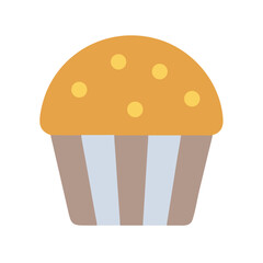 Simple cupcake illustration with yellow dots on white background