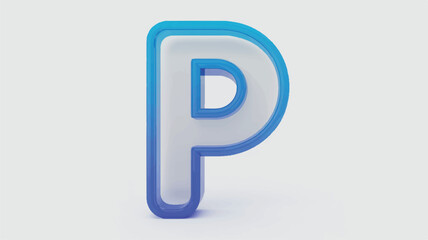 A 3D rendered letter P in a modern bold font on a white background