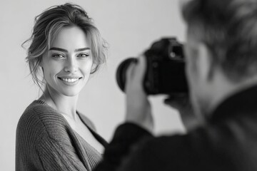Young caucasian female portrait in photography session