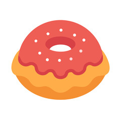 Donut with pink frosting and sprinkles on white background