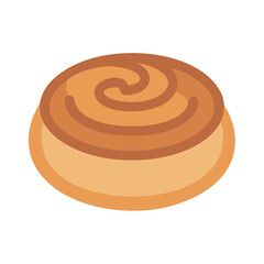 Delicious cinnamon roll illustration with swirl on white backdrop