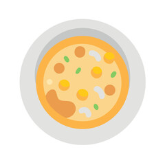 Top-down vector illustration of soup bowl against white background