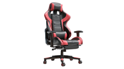 An ergonomic black leather office chair with a contemporary design and wheels is isolated on a white background, representing comfortable furniture for a professional business workspace