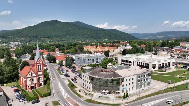 Aerial view of the city of Roznava in Slovakia