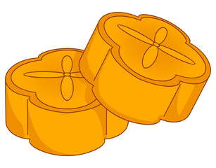 Golden Chinese pastries symbolizing sweetness, luck, and prosperity for Lunar New Year celebration.