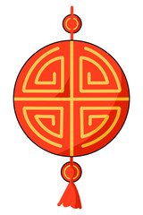 Chinese lucky round ornament with traditional golden pattern for New Year decoration.