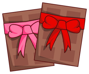 Valentine gift boxes with pink and red ribbon bows, representing love, celebration, and romance.