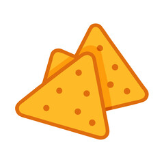 Two flat design tortilla chips on a white background