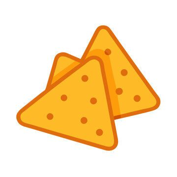 Two flat design tortilla chips on a white background