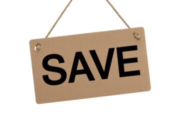 Save sign hanging on rope, business concept