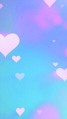 Soft pastel background with floating pink hearts in a dreamy gentle atmosphere