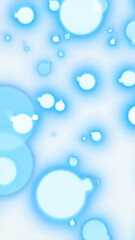 Soft glowing blue holiday ornaments floating on a bright white background, creating a festive dreamy atmosphere