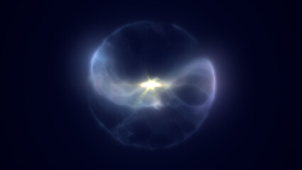 Soft translucent energy bubble glowing with blue light, symbolizing calmness, fluidity, and cosmic harmony