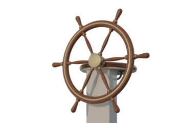 Classic wooden ship steering wheel