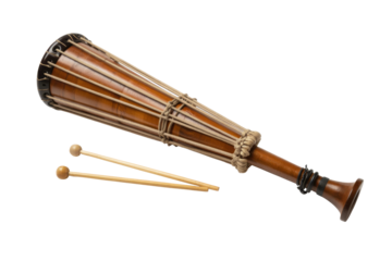 Elegant African talking drum with drumsticks