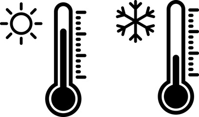 Temperature indicators showing hot and cold