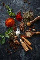 AI Image Of A Bunch Of Different Spices And Ingredients For Cooking On A Plate