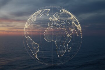 Naklejka premium Globe on the Sea