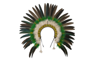 Native American headdress with vibrant feathers