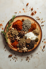 AI Image Of A Bunch Of Different Spices And Ingredients For Cooking On A Plate