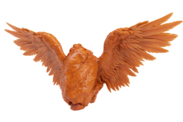 Roasted chicken with wings floating