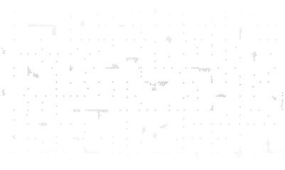 Abstract white vector texture with scattered gray dots in digital clusters. Futuristic data technology pattern with glitch noise effect and random pixel grid for science illustration.