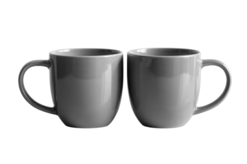 Two grey mugs, drinkware