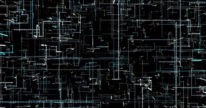 The abstract digital world pulsates with neon lines and dots, weaving the pattern of cyberspace. Color energy fills space, creating the illusion of data flowing.