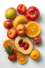 AI Image Of A Bunch Of Fruits On A White Surface