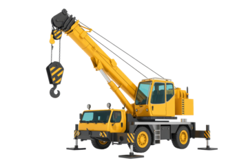 Yellow mobile crane lifting machine
