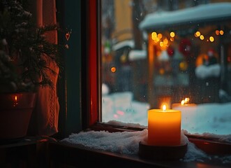 christmas candle on the table