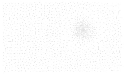 An intricate abstract vector illustration depicting scattered data points and a concentrated swirling network pattern, symbolizing digital information flow, technology, and interconnected systems.