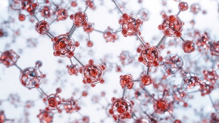 Molecules Floating in Space, Interconnected Molecular Structure on White Background