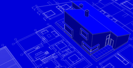house architecture plan 3d illustration	