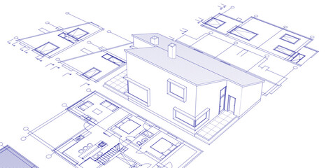 Fototapeta premium house architecture plan 3d illustration 