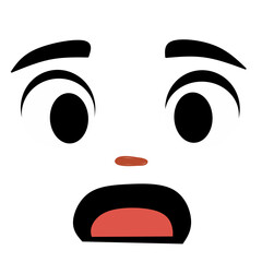 Vector illustration of a funny sad face cartoon character with a black line art design featuring expressive eyes and mouth as a symbolic emotion icon