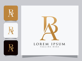 Golden Intertwined BA Or AB Monogram Logo Concept