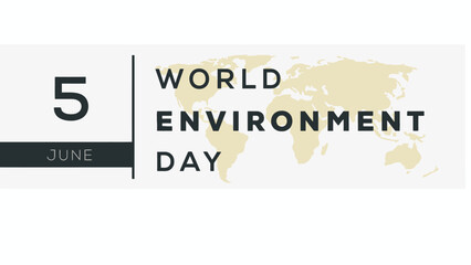 World Environment Day banner with map silhouette for June 5th awareness