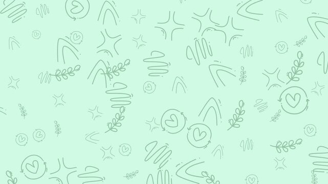 Background with handdrawn doodles in light green, ideal for creative projects, stationery, branding, and social media graphics. Perfect for playful designs