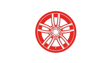 Red alloy wheel on white background representing automotive excellence and vehicle customization options