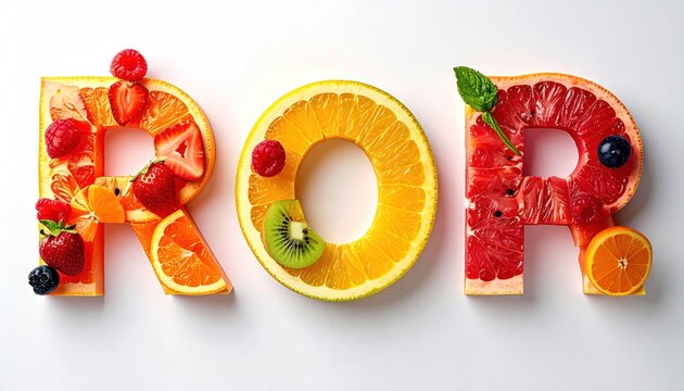 Creative ROR Text Made From Fresh Fruits.