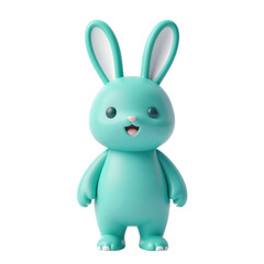 Obraz premium Cute green bunny character with smiling face